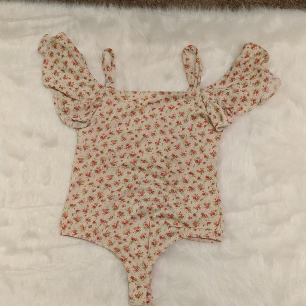 New Little Black Bodysuit Cream/Red Roses